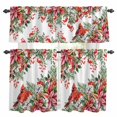 thumbnail image 1 of Cardinal Bird Kitchen Curtains Sets for Windows 24 Inch Length, Winter Poinsettia Berry Pine Cones Floral Rod Pocket Window Treatments Tier Curtains and Valances Set for Bedroom/Bathroom, 1 of 8