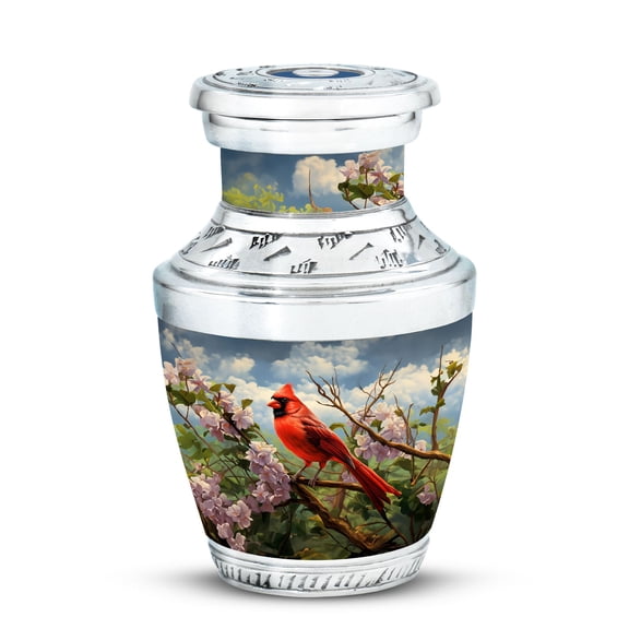 Cardinal Bird Loving Echoes Mini Urn - Unique Design Compact Memorial for Adult Remembrance Funeral Urns For Human Ashes - Memorial Urns 3 Inch, 1 Pc