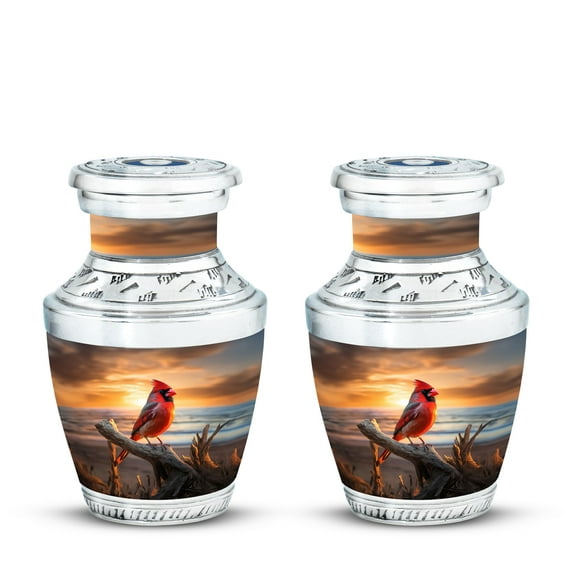 Cardinal Bird Loving Resonance Miniature Urn - Unique Small Keepsake for Timeless Remembrance Funeral Urns For Human Ashes - Memorial Urns 3 Inch, Set Of 2
