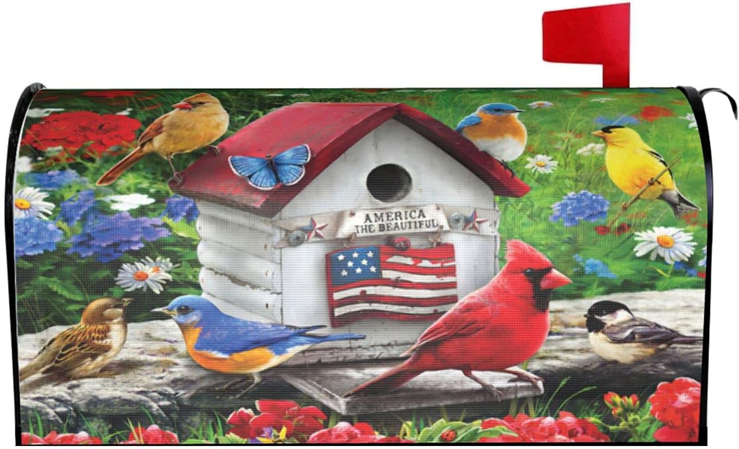 Cardinal Bird Mailbox Covers 21x18 Inch with Flower Bird