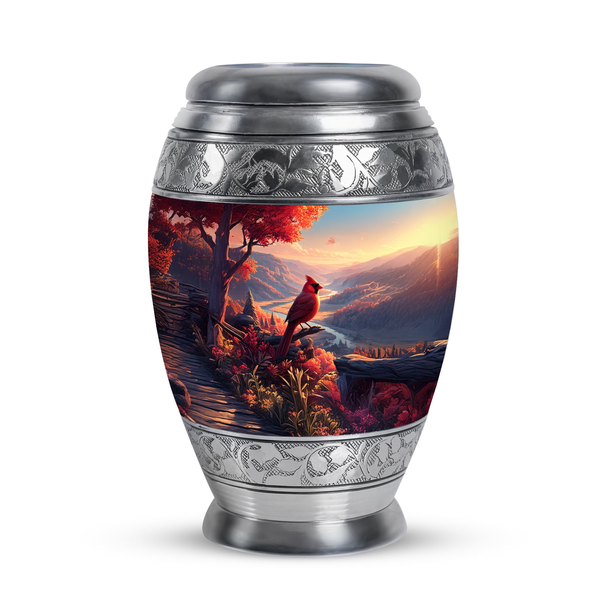 Cardinal Bird Mini Cremation Urns For Human Ashes, Cloud Keepsake Memorial Urns For Adult Male, Sunset Tiny For Human Ashes, Blue Urn For Adult, Memorial Urn For Funeral 3 Inch