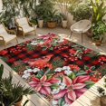 thumbnail image 1 of Cardinal Bird Outdoor Rug for Patio/Deck/Porch, Non-Slip Large Area Rug 3 x 5 Ft, Poinsettia Pine Cones Berry Flowers Red Plaid Indoor Outdoor Rugs Washable Area Rugs, Camping Rug Carpet Runner, 1 of 8