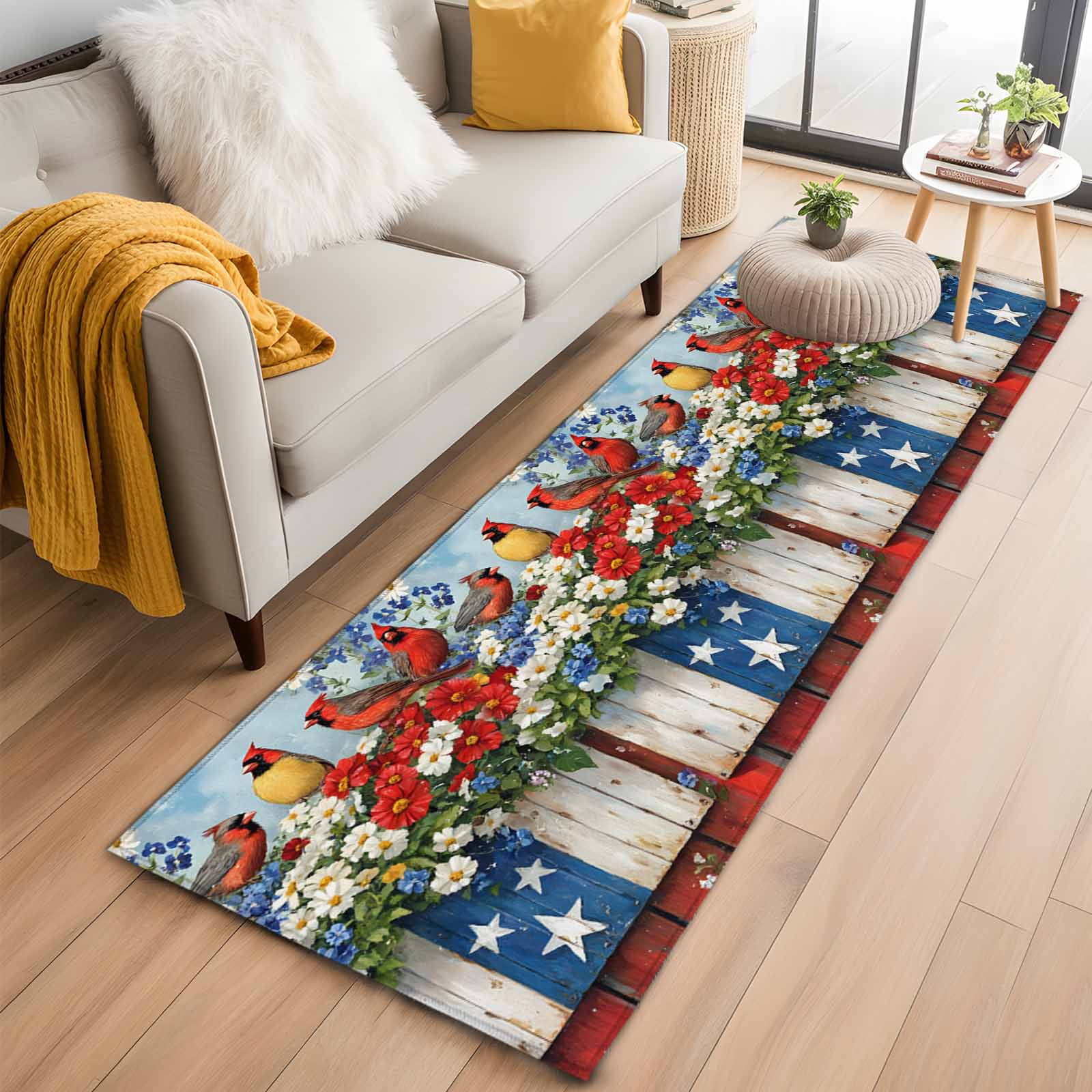 Cardinal Bird Poppy 2'x6' Runner Rug for Hallway Walkway Kitchen Galley ...