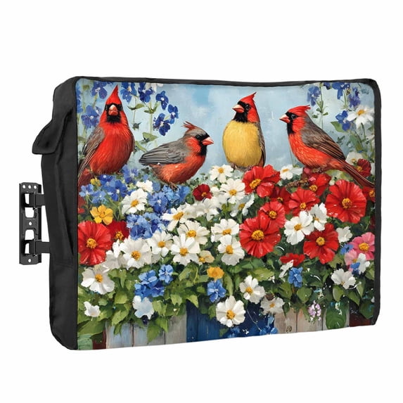 Cardinal Bird Poppy Waterproof Outdoor TV Cover, 4th of July Outside ...