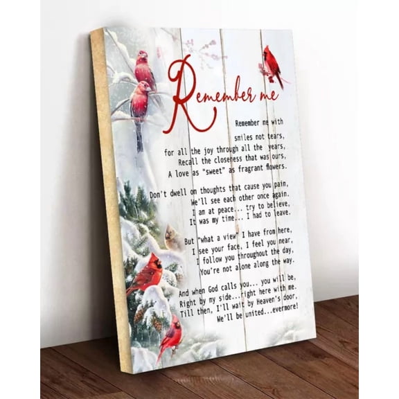 Cardinal Bird Remember Me With Smiles Not Tears For All The Joy The Year Vintage Wall Arttrendy Retro Print Room Decor Wall Art , Poster Only