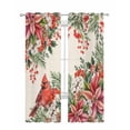 thumbnail image 1 of Cardinal Bird Sheer Curtains 84 Inch Length 2 Panels Set for Living Room/Bedroom, Pine Cones Poinsettia Berry Floral Beige Kitchen Curtains Grommet Semi-Sheer Curtains Window Treatments 42"x84"x2, 1 of 7