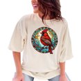 thumbnail image 1 of Cardinal Bird Stained Glass Art T-Shirt, Colorful Bird Lover Gift, Nature Inspired Graphic Tee, Unique Wildlife Outfit, Vibrant Bird Print, Ivory Comfort Colors T-Shirt, Large, 1 of 1
