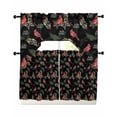 thumbnail image 1 of Cardinal Bird Swag Curtains for Living Room/Bedroom Windows, Holly Branches Berry Winter Botanical Black Kitchen Curtains and Valances Set 36 Inch Length, Light Filtering Swags Valance Curtain Panels, 1 of 5