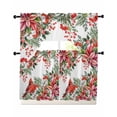 thumbnail image 1 of Cardinal Bird Swag Curtains for Living Room/Bedroom Windows, Winter Poinsettia Berry Pine Cones Floral Kitchen Curtains and Valances Set 36 Inch Length, Light Filtering Swags Valance Curtain Panels, 1 of 5