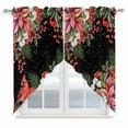 thumbnail image 1 of Cardinal Bird Swag Valances for Windows, Kitchen Curtains 36 Inch Length 2 Panels Set, Winter Poinsettia Pine Cones Berry Black Short Curtains for Small Windows Rod Pocket Cafe Curtains 28"x36", 1 of 8