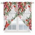 thumbnail image 1 of Cardinal Bird Swag Valances for Windows, Kitchen Window Curtains Over Sink, Winter Poinsettia Pine Cones Berry Wood Window Treatment Curtains for Living Room/Bedroom Curtains 2 Panel Sets 36"x45", 1 of 8