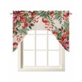 thumbnail image 1 of Cardinal Bird Swag Valances for Windows, Small Curtains Drapes, Pine Cones Poinsettia Berry Floral Beige Kitchen Window Curtains Over Sink Window Treatment Valance for Bedroom/Bathroom 56"x36", 1 of 5