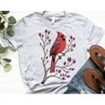 thumbnail image 1 of Cardinal Bird T-Shirt: Red Blossoms, Nature Lover Gift All Size S-5Xl, 1 of 4