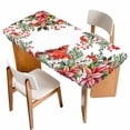 thumbnail image 1 of Cardinal Bird Table Cloths for 4 Foot Rectangle Tables, Winter Poinsettia Berry Pine Cones Floral Patio Waterproof Elastic Fitted Tablecloths, Washable Rectangular Table Cover for Camping, 1 of 8