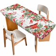 thumbnail image 1 of Cardinal Bird Table Cloths for 8 Foot Rectangle Tables, Winter Poinsettia Pine Cones Berry Wood Patio Waterproof Elastic Fitted Tablecloths, Washable Rectangular Table Cover for Camping, 1 of 8