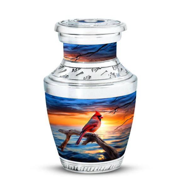 Cardinal Bird Timeless Reflection Small Cremation Urn - Elegant Design for Adult Farewell Memories Funeral Urns For Human Ashes - Memorial Urns 3 Inch, 1 Pc