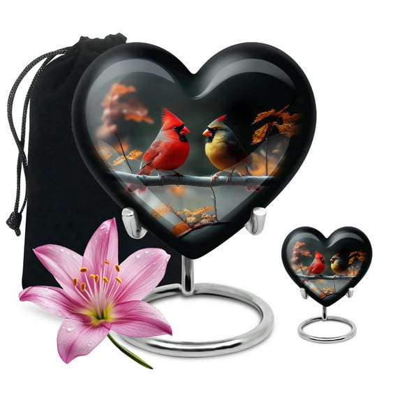 Cardinal Bird Urn, Large Urns for Human Ashes Adult, Urns for Human Ashes, Unique Urns for Human Ashes, Decorative Urns, Cremation Keepsakes Urns (Size - 10inch 1Pcs, 3inch 1Pcs)