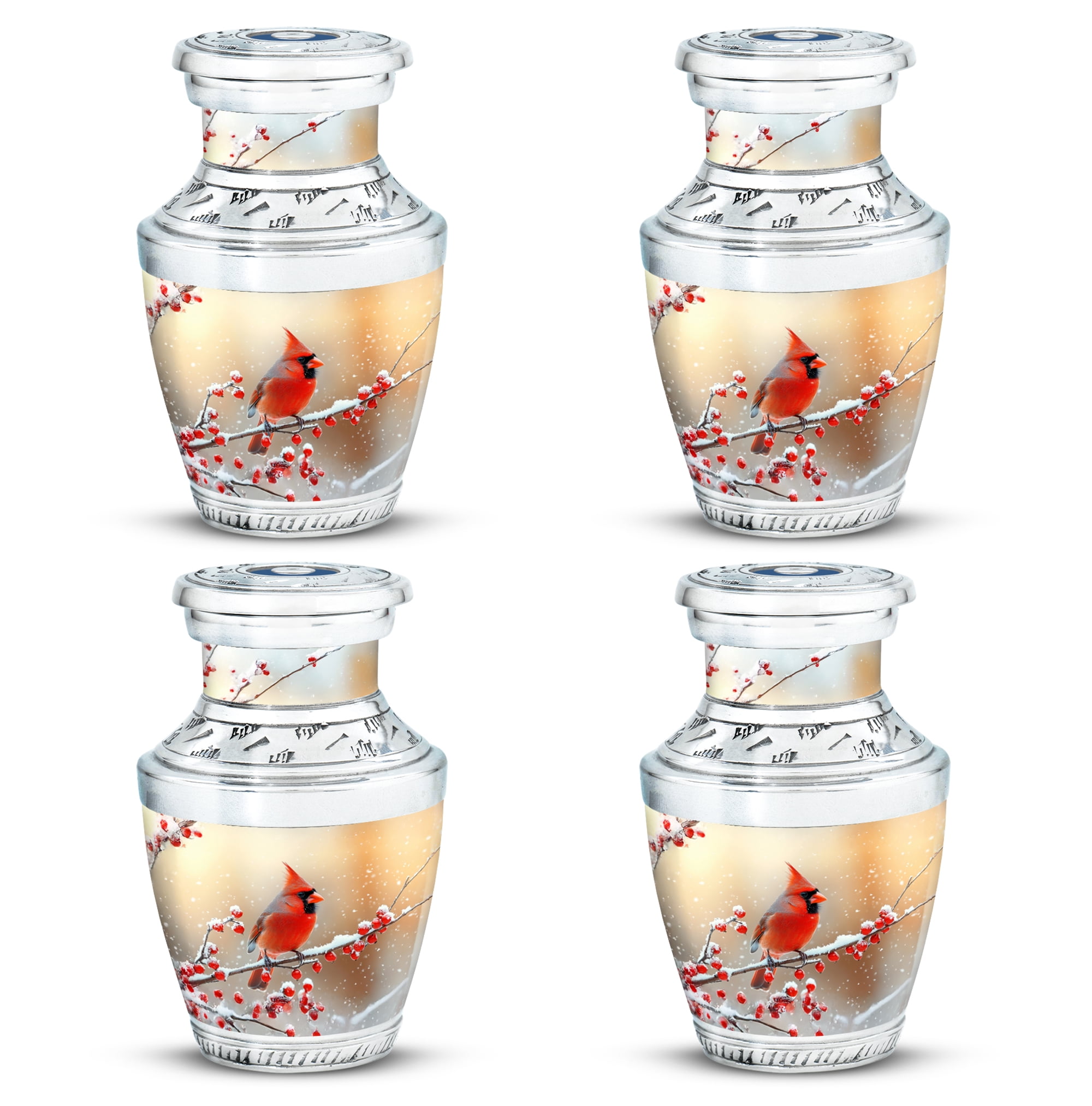 Cardinal Bird Urn, Small Cremation Urns for Ashes, Urn for Ashes Adult Male, Human Urns for Ashes, funeral Urns for Adult Ashes Men, Adult Urns for Human Ashes Women (Size - 3inch, 4 Pcs)