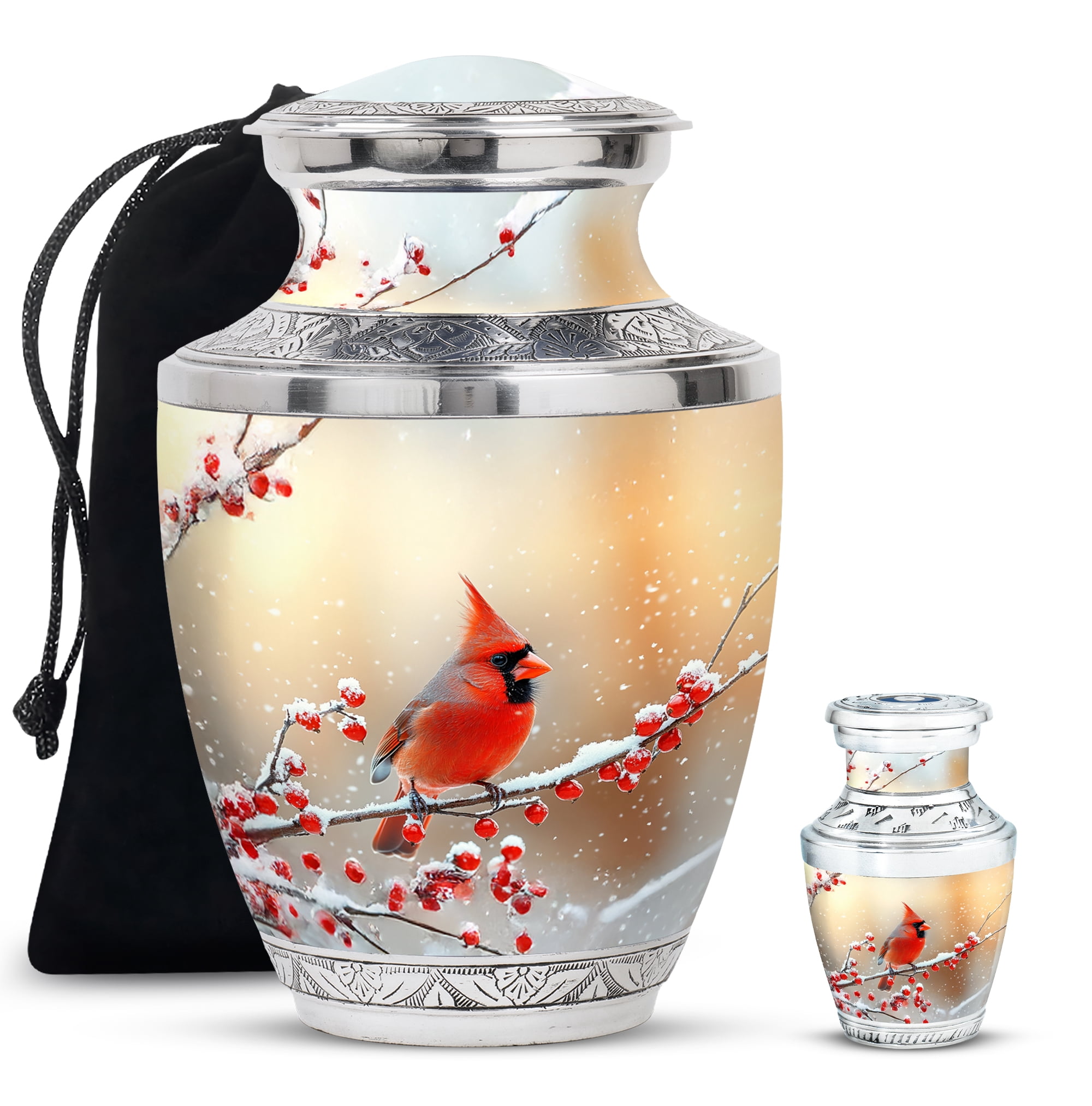 Cardinal Bird Urn, Urns for Human Ashes Adult man, Large Urns for Human Ashes Adult, Small Urns for Human Ashes Keepsake, Small Urn for Ashes for Women, Urn for Ashes For Women( 10" 1Pcs, 3" 1Pcs)