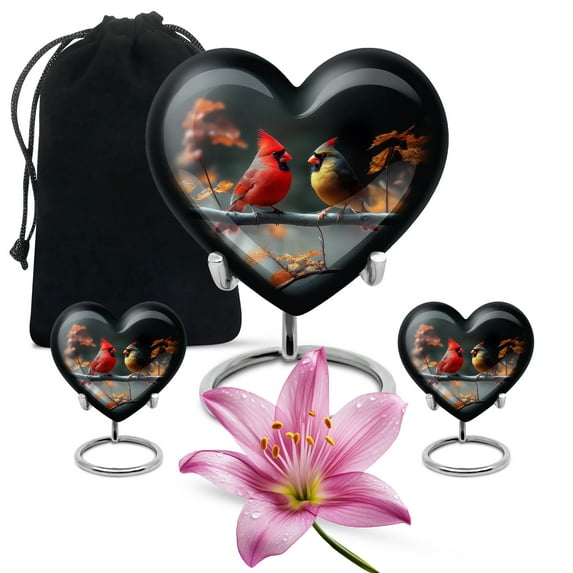 Cardinal Bird Urn, Urns for Women Human Ashes, Cremation Urns for men, Mini Urns for Human Ashes, Urn for Human Ashes Adult Male, Keepsake Urns for Cremation Ashes (Size - 10inch 1Pcs, 3inch 2Pcs)