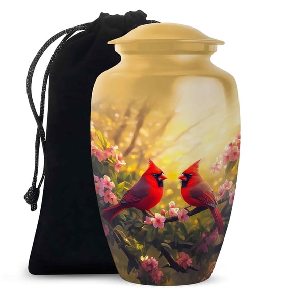 Cardinal Bird Urn for Ashes Adult, Cremation Funeral Urn - Cardinal Bird Theme Decorative & Memorial Sharing Urns for Ashes with Lid