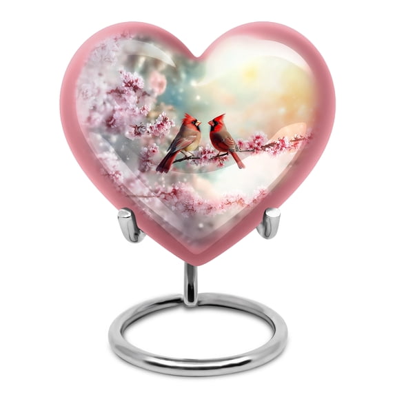 Cardinal Bird Urns for Ashes Adult - Large Cremation Burial Heart Urns - Funeral Urn with Secure Lid For Family Ash - Blue Urn for Ashes Mom3inch, Small/Mini Size - Single 1Pcs