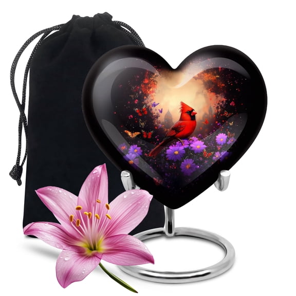 Cardinal Bird Urns for Ashes Adult Male/Female - Cremation Heart Urns - Burial Cardinal Bird Theme Funeral Urn with Secure Lid - Baby Urn for Ashes Adult Male10inch, Large - 1Pcs