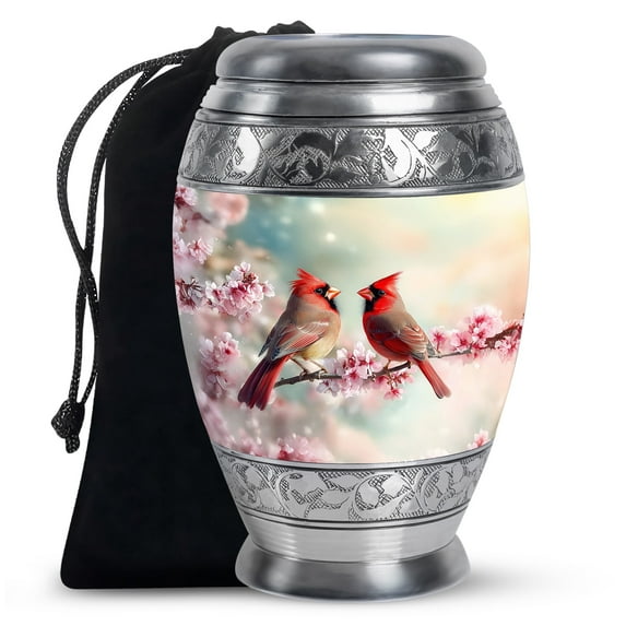 Cardinal Bird Urns for Ashes Adult Man, Dad - Cremation Burial Urns - Funeral Urn with Secure Lid - Blue Urn for Ashes Mom6inch, Medium Size with Velvet Bag - 1pcs
