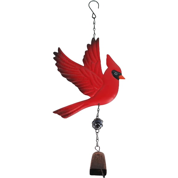 Cardinal Bird Wind Chime Christmas Hanging Decorations Bell Outdoor Wind Chime Outdoor Decoration for Patio, Deck, Yard, Garden (Red-Flaping)