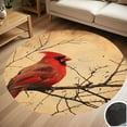 thumbnail image 1 of Cardinal Bird Winter Greenery Round Carpet Living Room Bedroom Home Decoration Coffee Table Mat Lounge Rug Chair Mats, 1 of 5