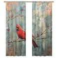thumbnail image 1 of Cardinal Bird Winter Greenery Sheer Voile Curtain Window Tulle Curtains For Living Room Bedroom Modern Curtain, 1 of 5