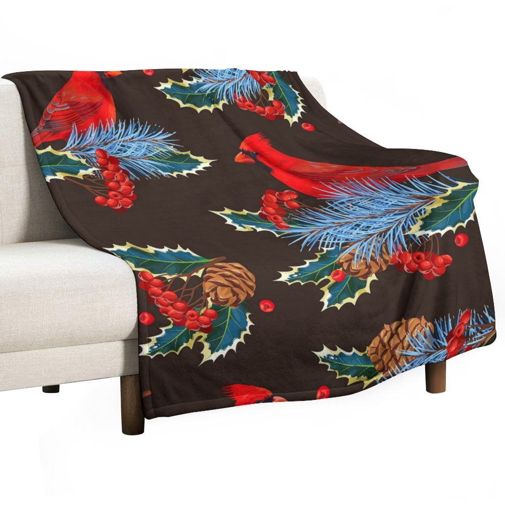 Cardinal Birds Blanket Plush Fuzzy Throw Blanket Warm Soft Fall