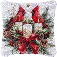 thumbnail image 1 of Cardinal Birds & Candle Latch Hook Pillow Kits DIY Pillowcase Cushtion Cover Crochet Hooking Pillow Making Kits Color Pattern Canvas Hooking Kits DIY Latch Hook Kits Set 43x43cm(c80), 1 of 7