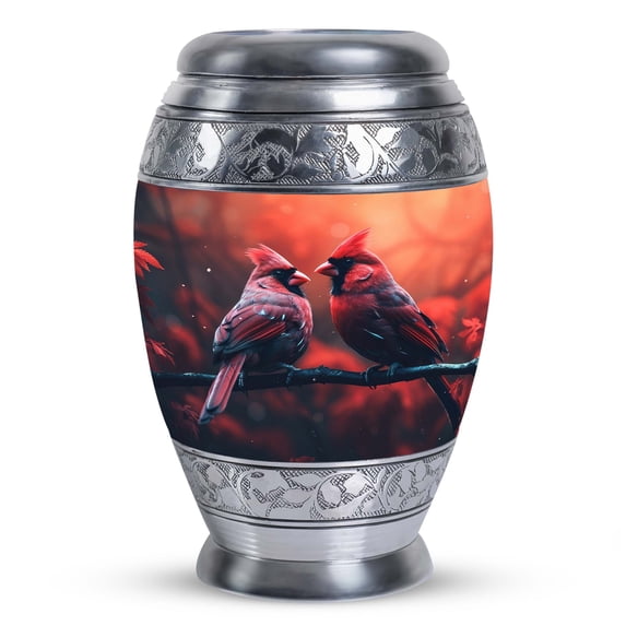 Cardinal Birds Cremation Urns For Men Ashes, Small Urns For Human Ashes, Burial Urns For Adult Human Ashes, Decorative Urns For Mom Ashes, Memorial Urns For Human Ashes, Metal Urn 3inch,1pcs