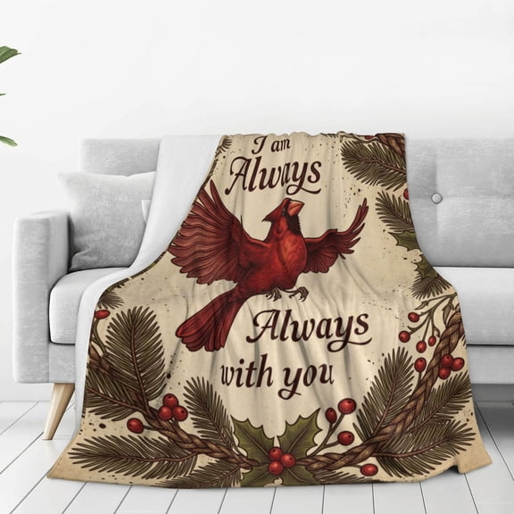 Cardinal Blanket, Festive Cardinal Bird Throw, Snuggle-Ready Flannel Fleece, Ideal Christmas Gift, Home Bedding 50x40