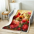 thumbnail image 1 of Cardinal Blanket Red Rose Throw Blanket 50"x60",Romantic Flowers Fleece Blanket Animal Bird Bed Blanket for Sofa Couch Travel Camping Bed Chair, 1 of 6