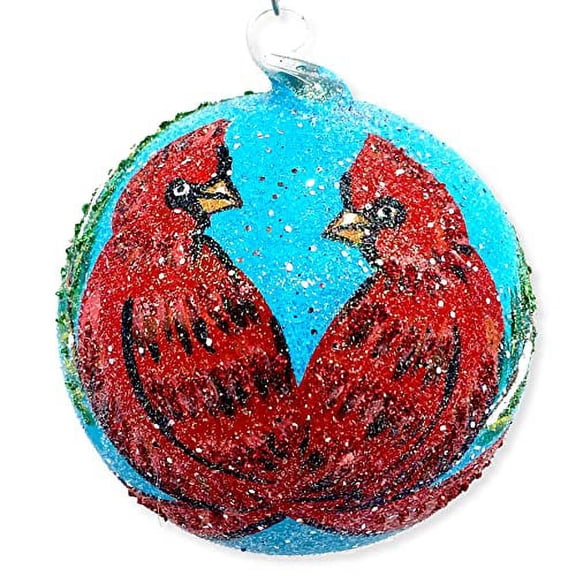 Cardinal Blown Glass Ball Ornament Handcrafted in Austria, 4"