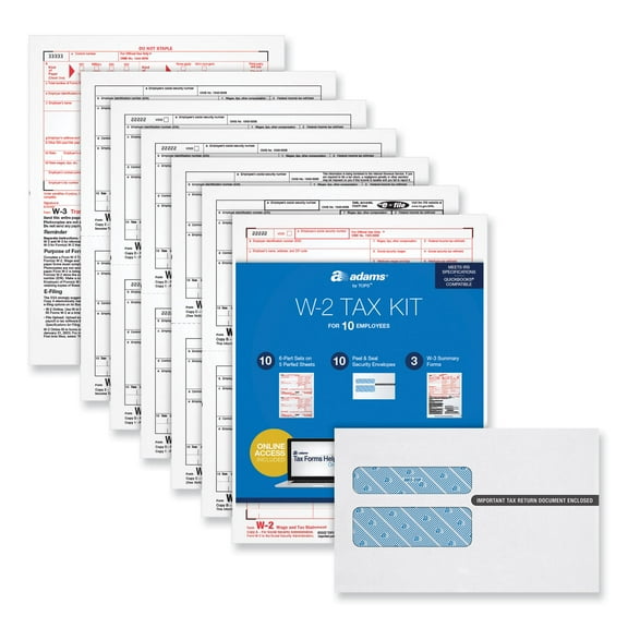 Cardinal Brands Inc. Six-part W-2 Online Tax Kit, Six-part Carbonless, 5.5 X 8, 10/pack