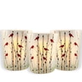 thumbnail image 1 of Christmas Candle Holders - Cardinals on Birch Branches on Frosted Glass - Tabletop Holiday Candleholders - Set of 3 - 2.75" H X 2.25" W- 9735, 1 of 6
