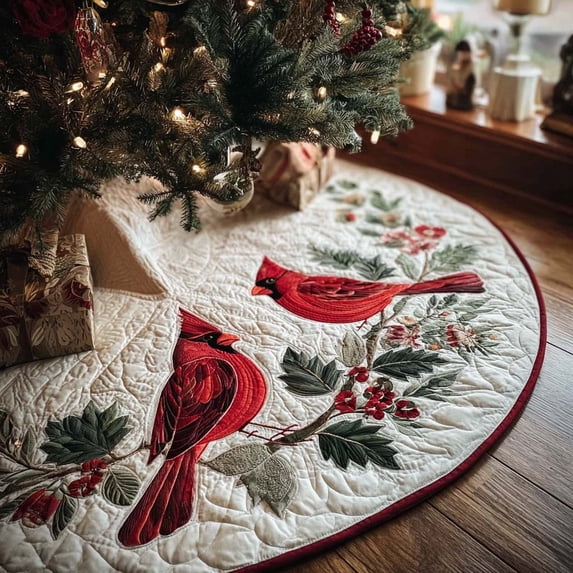 Cardinal Charm Christmas Quilted Tree Skirt - Walmart.com