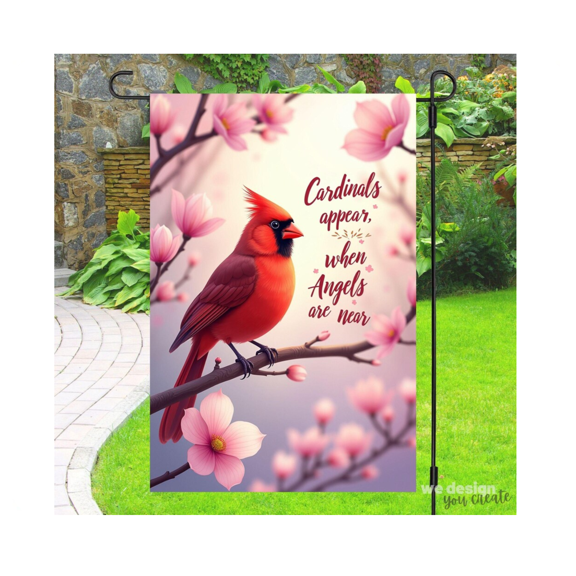Cardinal Cherry Blossom Angel Memorial Flag 12x18 POLE NOT INCLUDED Garden Flag