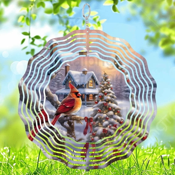 Cardinal Christmas 3D Wind Spinner Sublimation Red Bird Winter Holiday Decoration