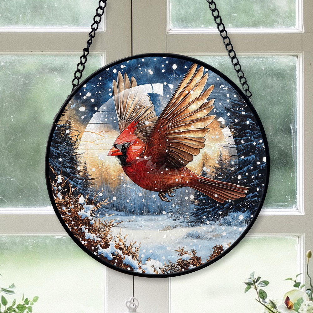 Large Cardinal Display Cardinal Christmas, Red Cardinal Stained Glass Window Hangings, Red ...