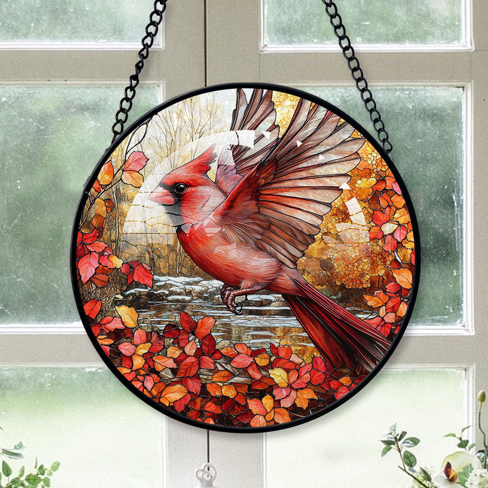 Cardinal Christmas Suncatchers 2025, Pink Cardinal Stained Glass Window ...