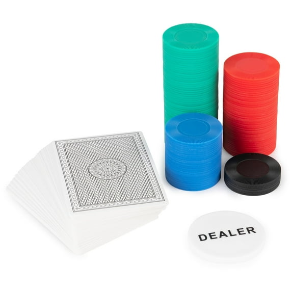 Cardinal Classics, 200 Poker Chips Set Playing Cards Deck Dealer Button Texas Hold Em Classic Casino Table Game, for Adults and Kids Ages 10 and up