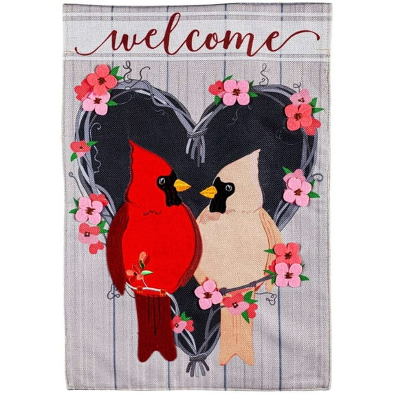 Valentine Cardinal Couple Garden Flag 2 Sided