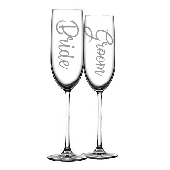 Cardinal Creek Bride and Groom Engraved Wedding Champagne Flutes (Set of 2)