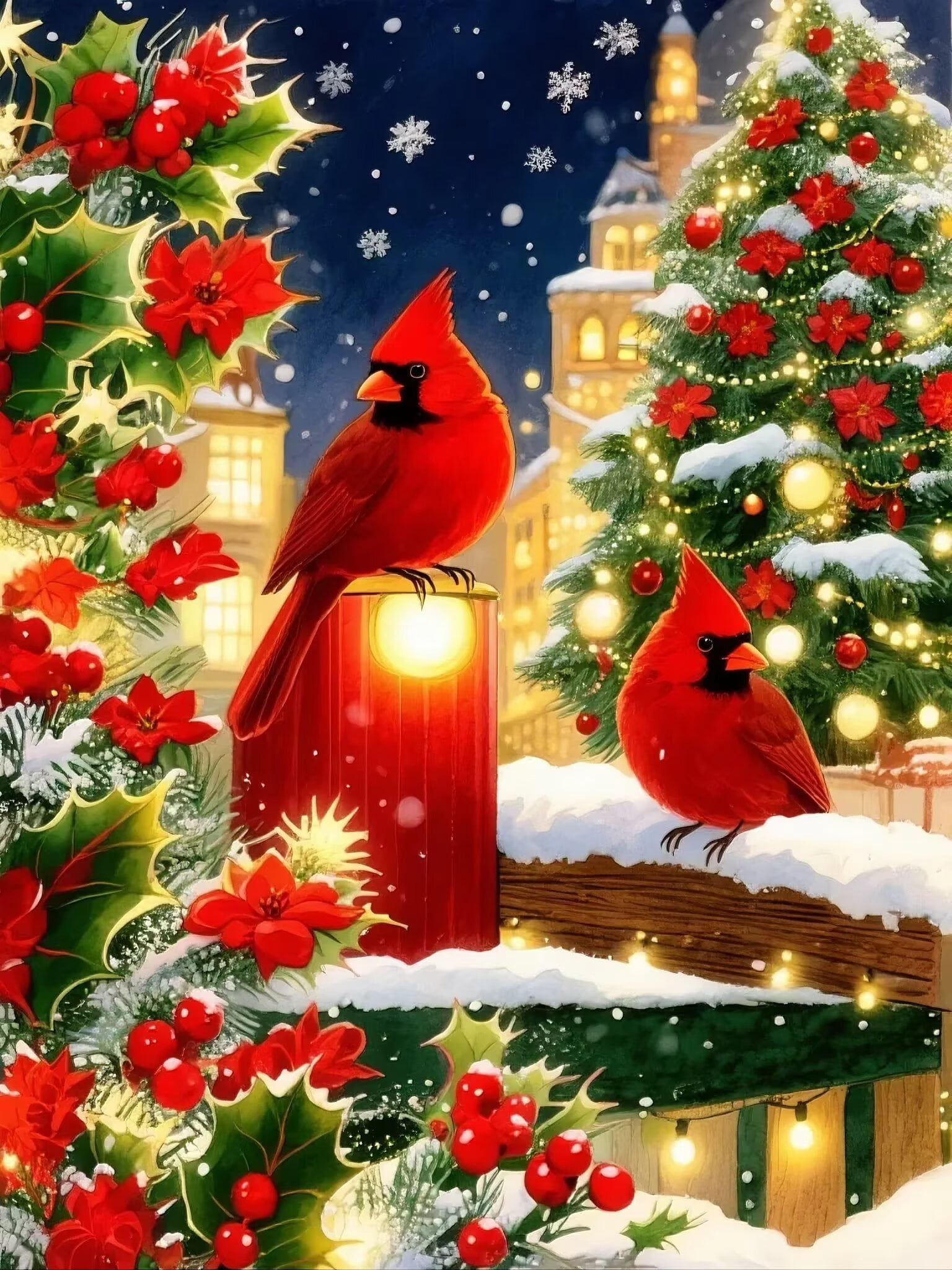 Cardinal Diamond Art Kits for Adults Beginners Christmas Cardinal 5D ...