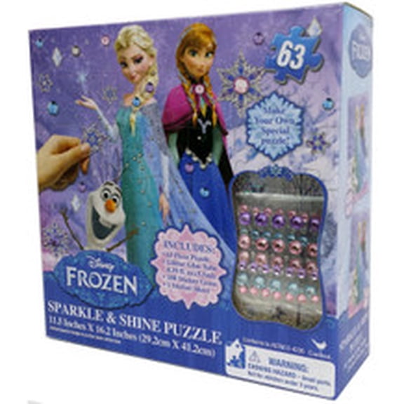 Cardinal Disney Frozen Elsa & Anna Glitter Sparkle & Shine Puzzle with Gems, 63 Piece
