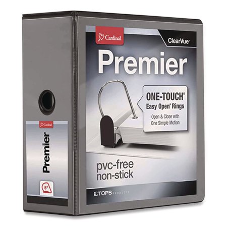 Cardinal Easy-Open ClearVue Locking Slant-D Binder, 5" Cap, 11 x 8 1/2, Black